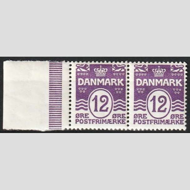 FRIMRKER DANMARK | 1926-30 - AFA 168 - Blgelinie 12 re violet i parstykke - Postfrisk