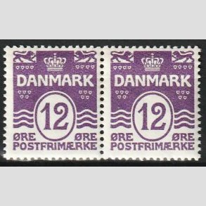 FRIMRKER DANMARK | 1926-30 - AFA 168 - Blgelinie 12 re violet i parstykke - Postfrisk