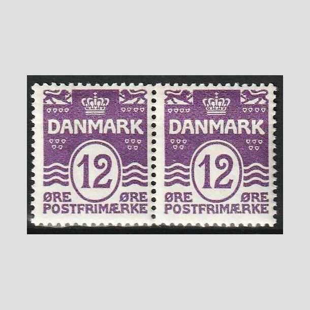 FRIMRKER DANMARK | 1926-30 - AFA 168 - Blgelinie 12 re violet i parstykke - Postfrisk