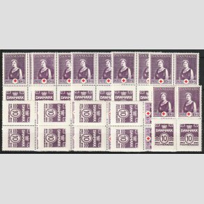 FRIMRKER DANMARK | 1940 - AFA 252,266 - Dronning Alexandrine Rde Kors - 10 x 4-blok - Postfrisk