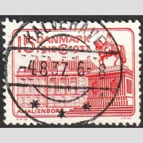 FRIM�RKER DANMARK | 1937 - AFA 241 - Chr. X 25 �re jubil�um 15 �re r�d - Lux Stemplet Kalvehave