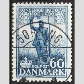 FRIM�RKER DANMARK | 1953-56 - AFA 355 - Kongeriget 1000 �r - 60 �re bl� - Pragt Stemplet G�rding