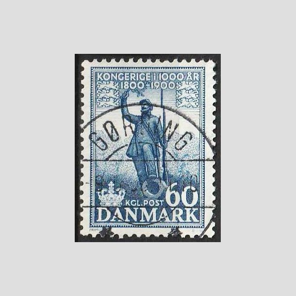 FRIMRKER DANMARK | 1953-56 - AFA 355 - Kongeriget 1000 r - 60 re bl - Pragt Stemplet Grding