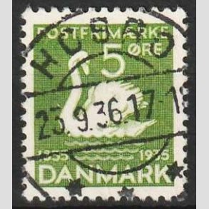FRIM�RKER DANMARK | 1935 - AFA 223 - H. C. Andersen 5 �re gr�n - Lux Stemplet Hobro