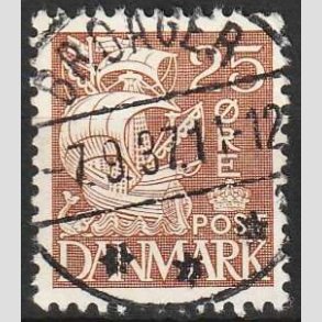 FRIM�RKER DANMARK | 1934 - AFA 214 - Karavel 25 �re brun Type I - Lux Stemplet Broager