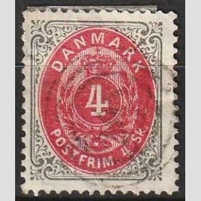 FRIMRKER DANMARK | 1871-74 - AFA 18 - 4 Skilling gr/rd - Stemplet