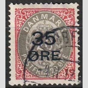 FRIMRKER DANMARK | 1912 - AFA 61 - 35/20 res Provisorier karmin/gr - Pnt Stemplet
