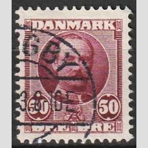 FRIM�RKER DANMARK | 1907 - AFA 58 - Frederik VIII 50 �re r�dlilla - P�nt Stemplet