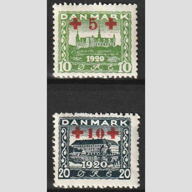 FRIMRKER DANMARK | 1921 - AFA 120+121 -Rde Kors provisorier i st - Postfrisk