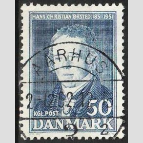 FRIMRKER DANMARK | 1951 - AFA 330 - Hans Christian rsted - 50 re bl - Lux Stemplet Aarhus