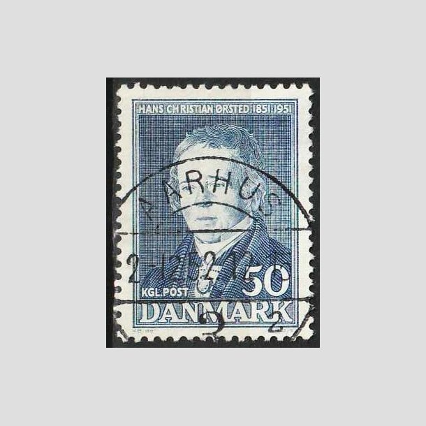FRIMRKER DANMARK | 1951 - AFA 330 - Hans Christian rsted - 50 re bl - Lux Stemplet Aarhus