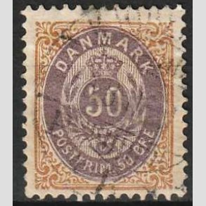 FRIM�RKER DANMARK | 1895 - AFA 30B - 50 �re brun/lilla - Stemplet