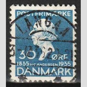FRIM�RKER DANMARK | 1935 - AFA 228 - H. C. Andersen 30 �re bl� - Lux Stemplet Langaa