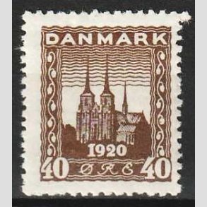 FRIM�RKER DANMARK | 1920-21 - AFA 114 - Genforening 40 �re brun - Postfrisk