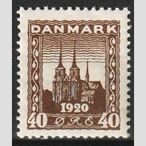 FRIM�RKER DANMARK | 1920-21 - AFA 114 - Genforening 40 �re brun - Postfrisk