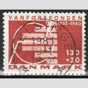 FRIMRKER DANMARK | 1980 - AFA 694 - Vanfrefonden 25 r. - 1,30 Kr. + 20 re brunrd - Lux Stemplet