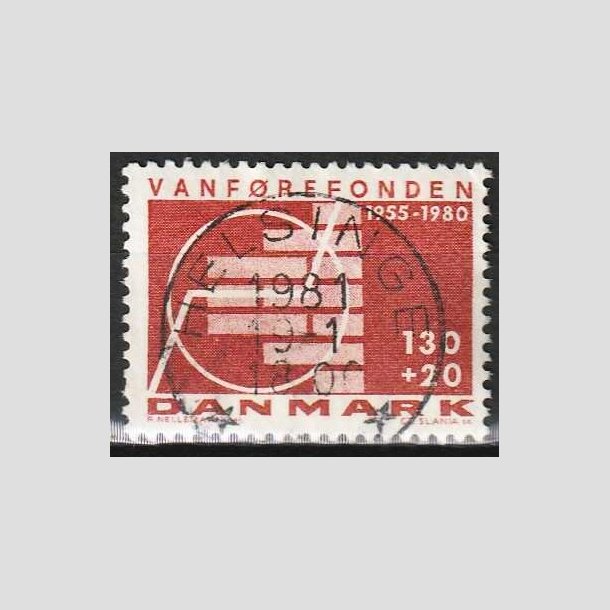 FRIMRKER DANMARK | 1980 - AFA 694 - Vanfrefonden 25 r. - 1,30 Kr. + 20 re brunrd - Lux Stemplet