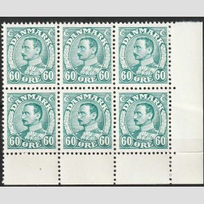 FRIMRKER DANMARK | 1934 - AFA 210 - Chr. X 60 re blgrn i 6-blok - Postfrisk