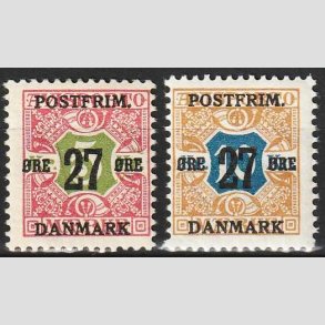FRIMRKER DANMARK | 1918 - AFA 96,97 - 27 re/5 Kr. + 27/10 Kr. - Postfrisk
