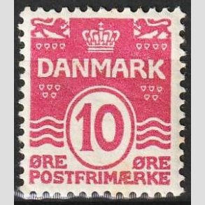 FRIM�RKER DANMARK | 1912 - AFA 65 - B�lgelinie 10 �re karminrosa - Postfrisk