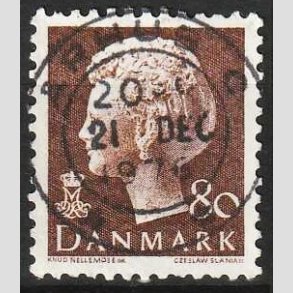 FRIMRKER DANMARK | 1976 - AFA 618 - Dronning Margrethe - 80 re brun - Pragt Stemplet