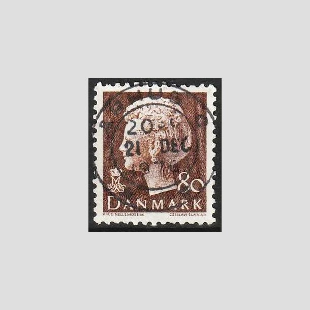 FRIMRKER DANMARK | 1976 - AFA 618 - Dronning Margrethe - 80 re brun - Pragt Stemplet
