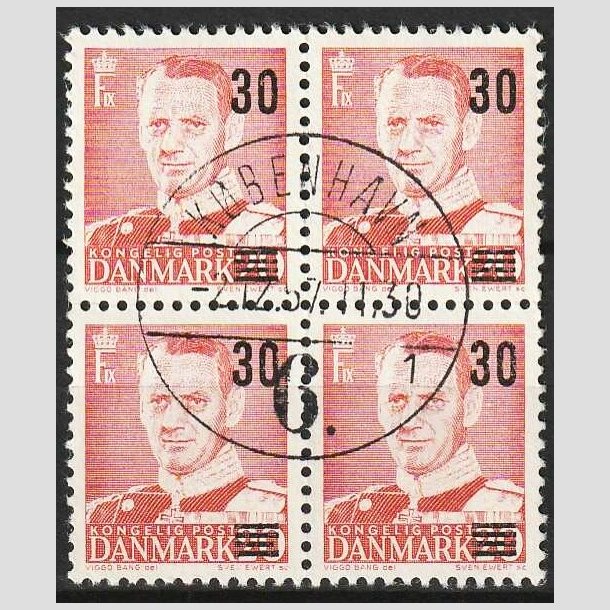 FRIMRKER DANMARK | 1955 - AFA 363ax - Provisorier - 30/20 re rd "Kort bjlke" 4-blok - Stemplet