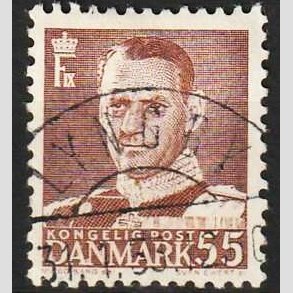 FRIMRKER DANMARK | 1951 - AFA 327 - Fr. IX 55 re brun - Pragt Stemplet Lyngby
