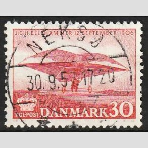 FRIM�RKER DANMARK | 1956 - AFA 366 - Ellehammer - 30 �re r�d - Pragt Stemplet
