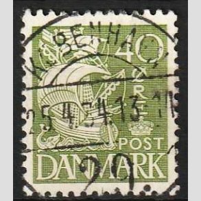 FRIM�RKER DANMARK | 1933 - AFA 208 - Karavel 40 �re gr�n Type I - Pragt Stemplet 
