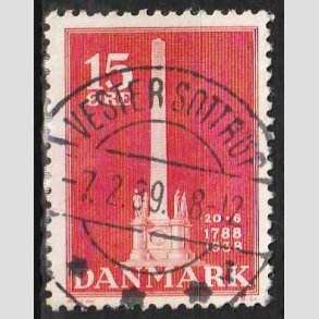 FRIM�RKER DANMARK | 1938 - AFA 244 - Stavnsb�ndet 15 �re r�d - Lux Stemplet