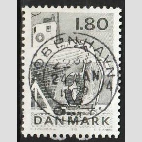 FRIM�RKER DANMARK | 1978 - AFA 666 - Dansk fiskeri - 1,80 Kr. sortgr�n - Pragt Stemplet 