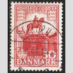 FRIM�RKER DANMARK | 1953-56 - AFA 354 - Kongeriget 1000 �r - 30 �re r�d - Pragt Stemplet