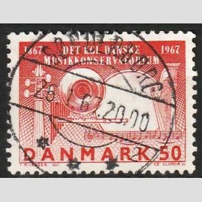 FRIM�RKER DANMARK | 1967 - AFA 452 - Dansk Musikkonservatorium 100 �r - 50 �re - Pragt Stemplet