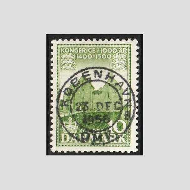 FRIMRKER DANMARK | 1953-56 - AFA 351 - Det Danske Kongerige 1000 r - 10 re grn - Pragt Stemplet 