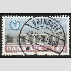 FRIM�RKER DANMARK | 1972 - AFA 533 - W.H.O - 2 Kr. bl�/r�d/gr�n - Lux Stemplet Grindsted