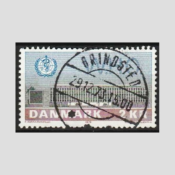 FRIMÆRKER DANMARK | 1972 - AFA 533 - W.H.O - 2 Kr. blå/rød/grøn - Lux Stemplet Grindsted