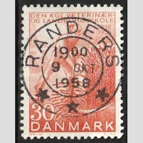 FRIM�RKER DANMARK | 1958 - AFA 372 - Landboh�jskolen 100 �r - 30 �re r�d - Lux Stemplet Randers