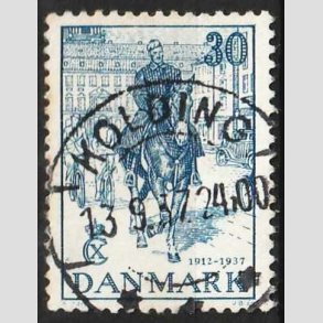 FRIMRKER DANMARK | 1937 - AFA 242 - Chr. X 25 re jubilum 30 re bl - Lux Stemplet Kolding