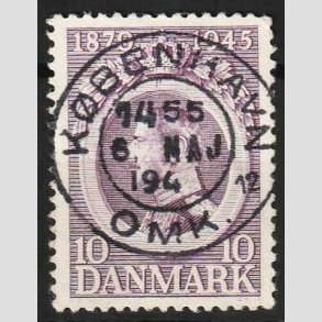 FRIM�RKER DANMARK | 1945 - AFA 290 - Chr. X 75 �r 10 �re violet - Pragt Stemplet 