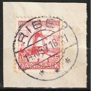 FRIMRKER DANMARK | 1937 - AFA 238 - Dybbl Mlle - 15 + 5 re rd - Pnt Stemplet