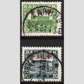 FRIMRKER DANMARK | 1921 - AFA 120,121 -Rde Kors provisorier i st - Pnt Stemplet