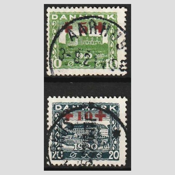 FRIMRKER DANMARK | 1921 - AFA 120,121 -Rde Kors provisorier i st - Pnt Stemplet