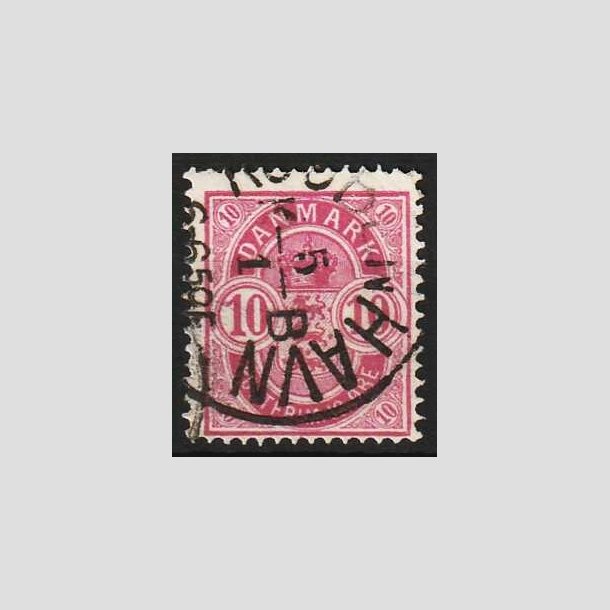 FRIMRKER DANMARK | 1884-85 - AFA 35a - 10 re analinrosa - Stemplet Kjbenhavn