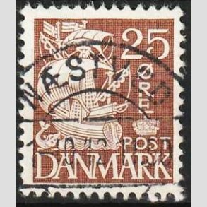 FRIM�RKER DANMARK | 1937-40 - AFA 214a - Karavel 25 �re brun Type II - Lux Stemplet N�stved