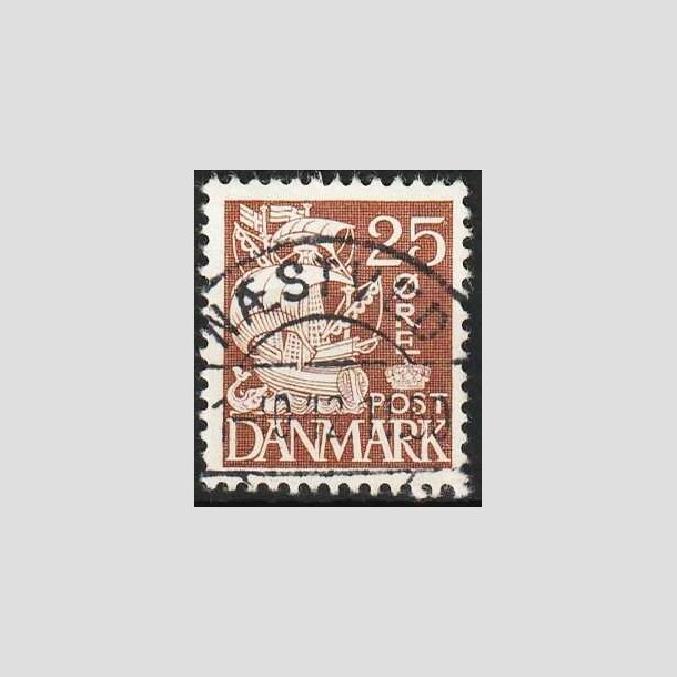 FRIMRKER DANMARK | 1937-40 - AFA 214a - Karavel 25 re brun Type II - Lux Stemplet Nstved