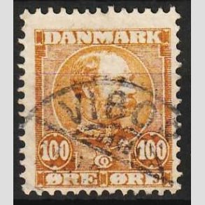 FRIMRKER DANMARK | 1904-05 - AFA 51 - Chr. IX 100 re gulbrun - Stemplet