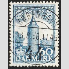 FRIM�RKER DANMARK | 1953-56 - AFA 350 - Kongeriget 1000 �r - 60 �re bl� - Pragt Stemplet 