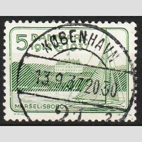 FRIM�RKER DANMARK | 1937 - AFA 239 - Chr. X 25 �re jubil�um 5 �re gr�n - Lux Stemplet 