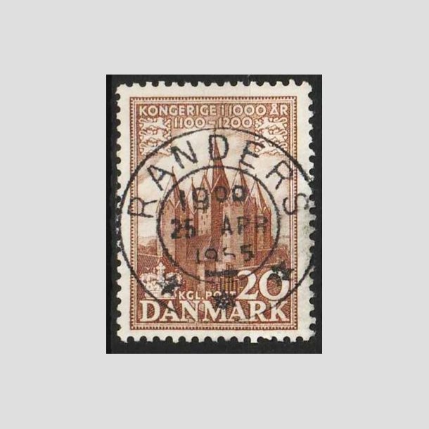 FRIMRKER DANMARK | 1953-56 - AFA 348 - Kongeriget 1000 r - 20 re brun - Pragt Stemplet